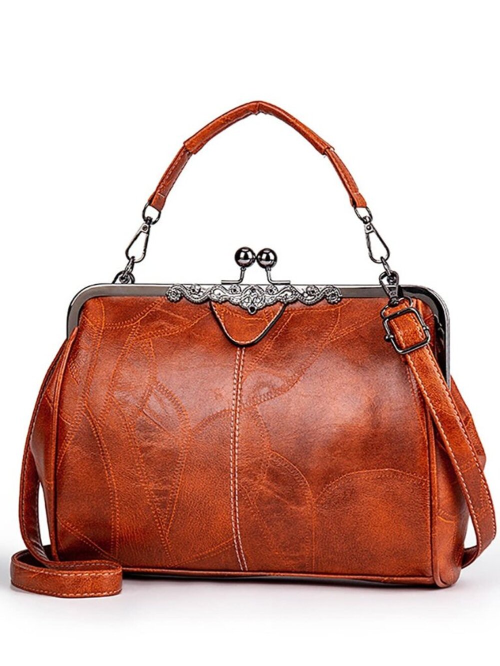 Women Vintage Hollow Handbag Oil Leather Shoulder Crossbody Bag Clutch Satchel